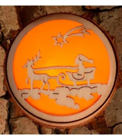 Photophore En Bois, 1 Motif Père Noël Et Traineau<Waldfabrik, photophore en bois et étoile sapin de Noël Store