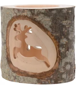 Photophore En Bois Avec 2 Motifs En Bois Cisele, Renne<Waldfabrik, photophore en bois et étoile sapin de Noël Best