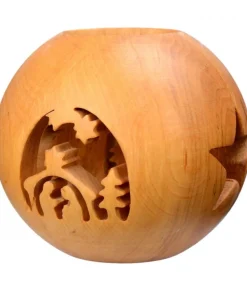 Photophore En Bois, Forme Spherique, Motif Crèche<Waldfabrik, photophore en bois et étoile sapin de Noël Shop