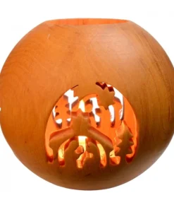 Photophore En Bois, Forme Spherique, Motif Crèche<Waldfabrik, photophore en bois et étoile sapin de Noël Shop