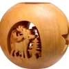Photophore En Bois Forme Spherique, Motif Cerf En Foret<Waldfabrik, photophore en bois et étoile sapin de Noël Clearance