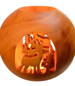 Photophore En Bois Forme Spherique, Motif Cerf En Foret<Waldfabrik, photophore en bois et étoile sapin de Noël Clearance