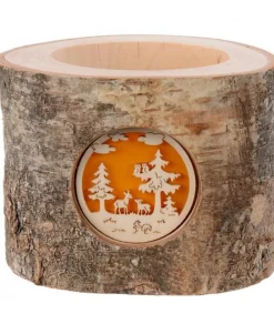 Photophore En Rondin De Bois, 1 Motif Animaux De La Foret<Waldfabrik, photophore en bois et étoile sapin de Noël Fashion