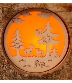 Photophore En Rondin De Bois, 1 Motif Animaux De La Foret<Waldfabrik, photophore en bois et étoile sapin de Noël Fashion