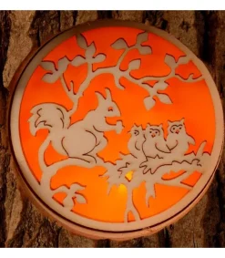 Photophore En Rondin De Bois, Avec 3 Motifs, Ecureuil, Chat Et Oiseaux<Waldfabrik, photophore en bois et étoile sapin de Noël Best Sale