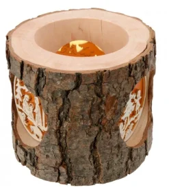 Photophore Rondin De Bois, Avec 3 Motifs, Crèche, Anges Et Bonhomme De Neige<Waldfabrik, photophore en bois et étoile sapin de Noël Flash Sale