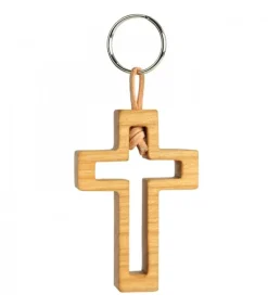 Porte Clef En Bois De Cerisier Avec Croix Découpee, 5 Cm<Waldfabrik, photophore en bois et étoile sapin de Noël Hot