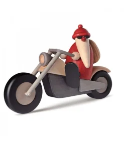 Père Noël Rouge A Moto<Köhler, Père Noël en bois Best Sale