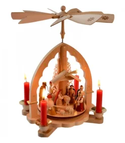 Pyramide A 4 Bougies En Bois Pour Un Noël Traditionnel<Richard Glasser, Pyramides de Noël allemandes Clearance