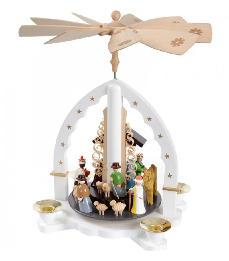 Pyramide Allemande Avec Crèche De Noël Blanche<Richard Glasser, Pyramides de Noël allemandes Store