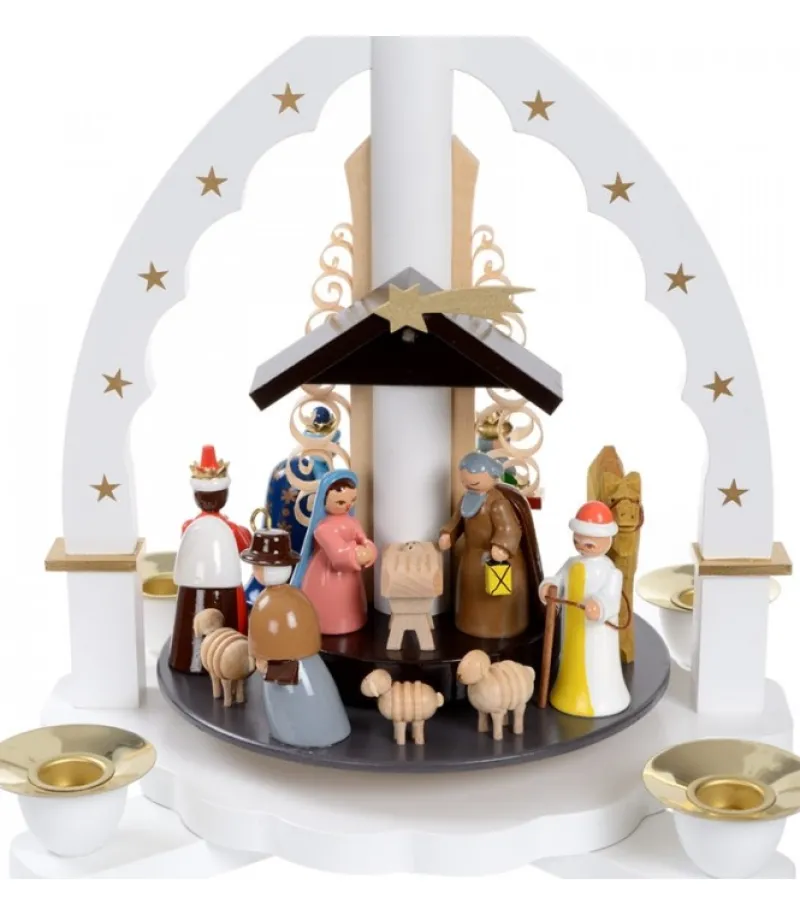 Pyramide Allemande Avec Crèche De Noël Blanche<Richard Glasser, Pyramides de Noël allemandes Store