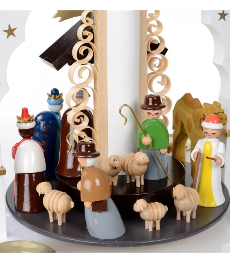 Pyramide Allemande Avec Crèche De Noël Blanche<Richard Glasser, Pyramides de Noël allemandes Store