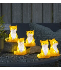 Renards Lumineux Acryliques Led Assis, Lot De 5, 12 Cm<Konstsmide, guirlandes lumineuses de Noël Hot