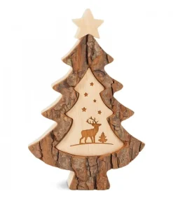 Sapin De Noël En Bois Avec Gravure Cerf, 15 Cm<Waldfabrik, photophore en bois et étoile sapin de Noël Best Sale