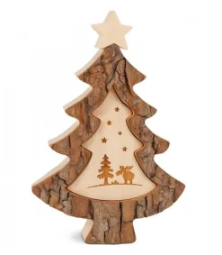 Sapin De Noël En Bois Avec Gravure Elan, 15 Cm<Waldfabrik, photophore en bois et étoile sapin de Noël Sale