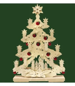 Sapin De Noël Lumineux A Led En Bois Avec Boules De Noël Rouges<Ratags, décos de Noël lumineuses en bois Cheap