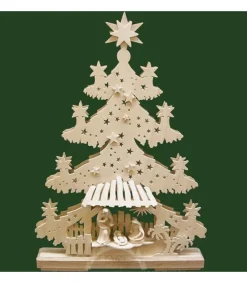 Sapin Lumineux Led En Bois Avec Crèche De Noël Et Personnages Ciceles<Ratags, décos de Noël lumineuses en bois Outlet