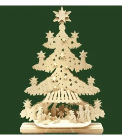 Sapin Lumineux Led En Bois Avec Crèche De Noël Et Personnages<Ratags, décos de Noël lumineuses en bois Clearance