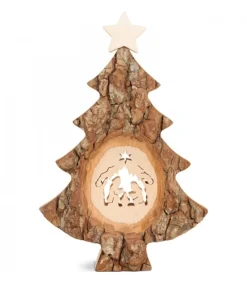 Sapin Noël En Bois Avec Crèche De Noël Ciselee, 18 Cm<Waldfabrik, photophore en bois et étoile sapin de Noël New