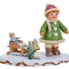 Village De Noël Miniature, Fillette Avec Petit Frere Sur Luge<Hubrig, figurines pour enfant Best Sale