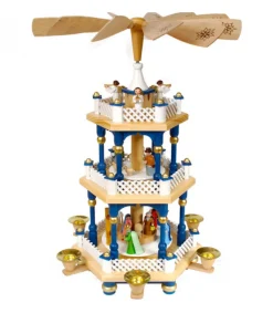 Weihnachtspyramid Allemande 2 Etages Blanc Bleu<Richard Glasser, Pyramides de Noël allemandes Online
