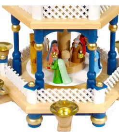 Weihnachtspyramid Allemande 2 Etages Blanc Bleu<Richard Glasser, Pyramides de Noël allemandes Online