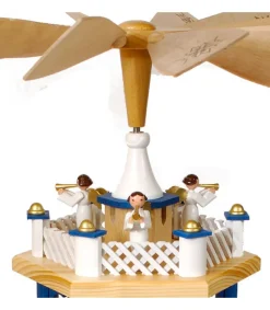 Weihnachtspyramid Allemande 2 Etages Blanc Bleu<Richard Glasser, Pyramides de Noël allemandes Online