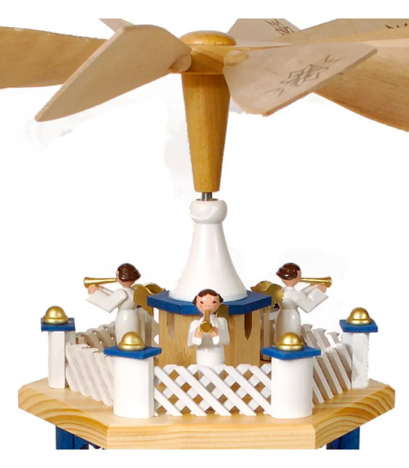 Weihnachtspyramid Allemande 2 Etages Blanc Bleu<Richard Glasser, Pyramides de Noël allemandes Online